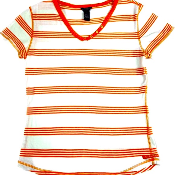 🎉HOST PICK 🤩Vintage stripe faux Henley cotton tee from the 90s weighted cotton - Picture 1 of 14